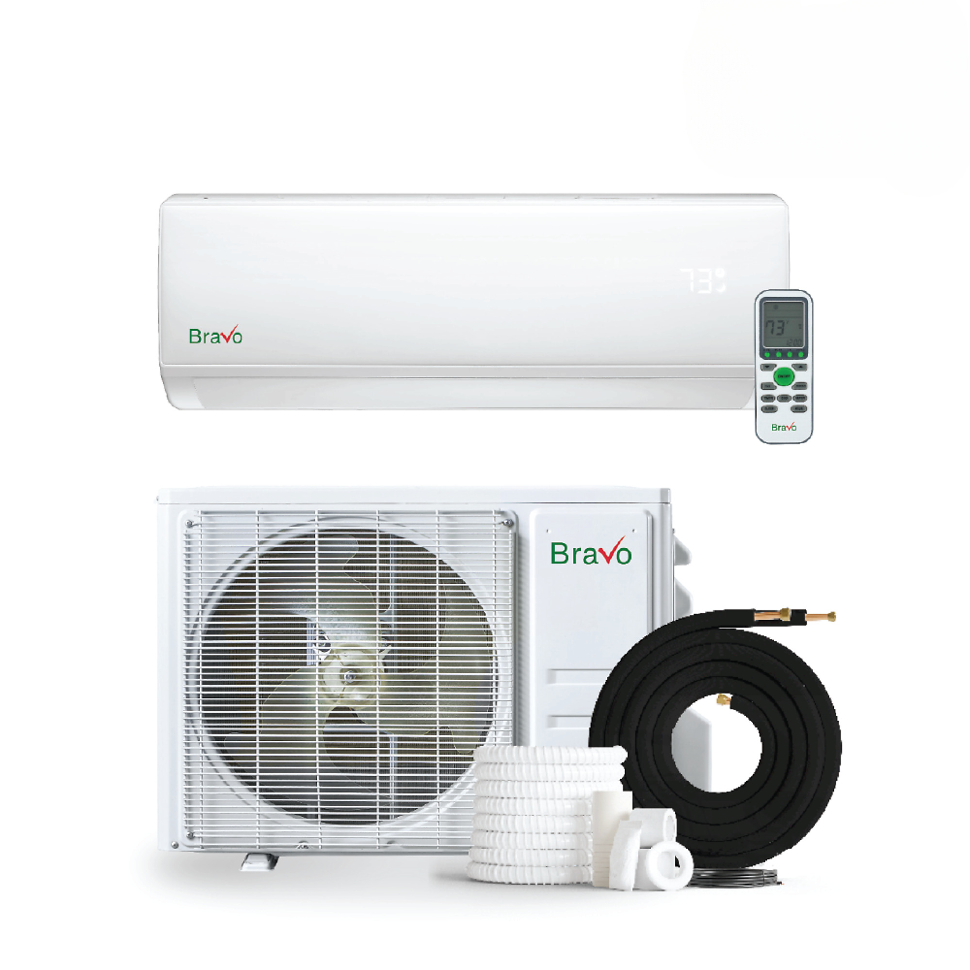 Bravo Roma Single Zone Mini Split AC & Heat Pump — 18,000 BTU, 230V, Smart App Control, Model# BRV-R18W-230VI + BRV-R18LS-230VO